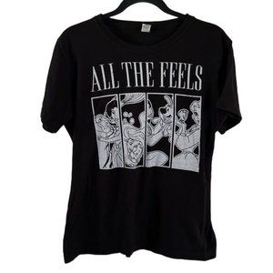 Disney Princess “All the Feels” Black Graphic Short Sleeve T-Shirt, Tultex Large